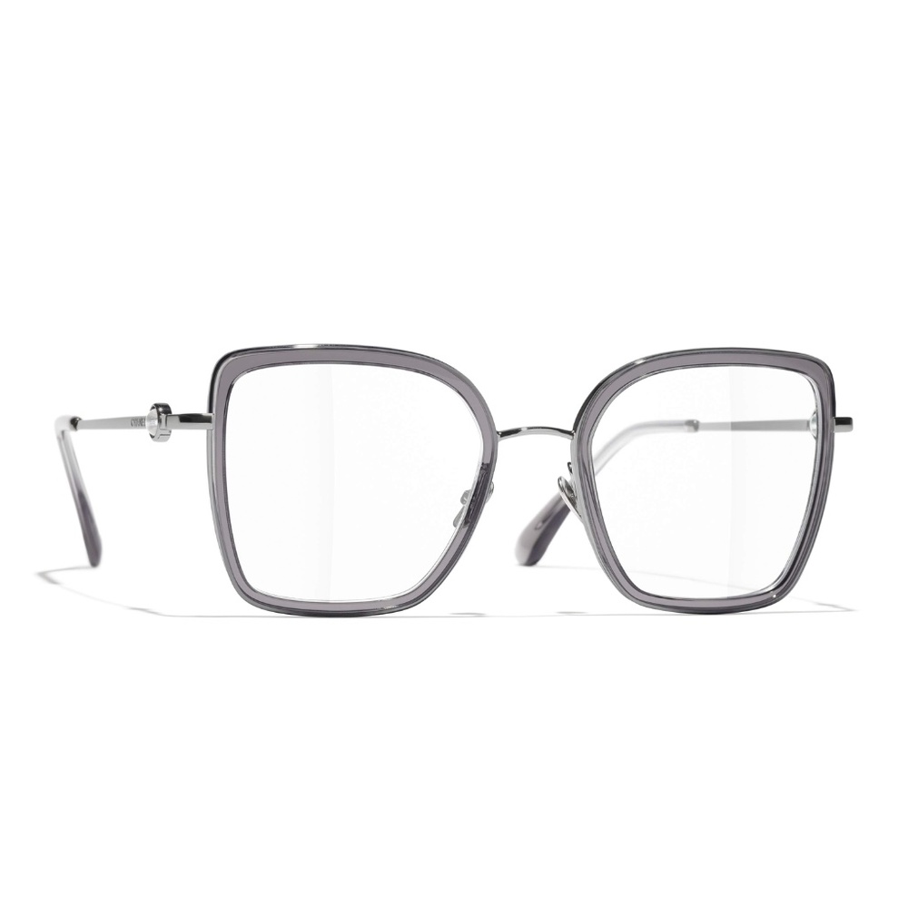 Chanel CH2222 108 54 Silver Crystal grey Large Square Metal Eyeglasses Frame